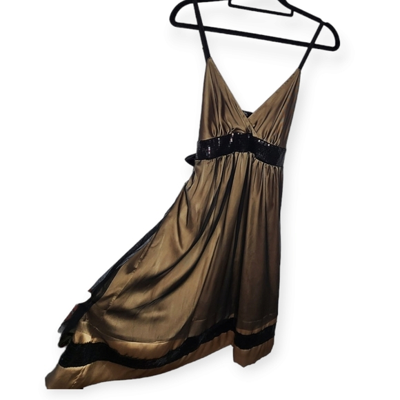 Hanita Dresses & Skirts - Hanita short dress Italian made bronze colour with black trims size 12